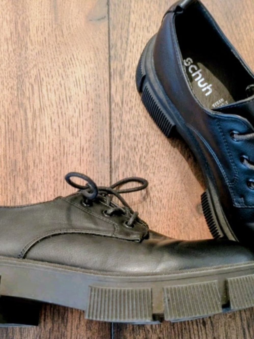 Women's SCHUH Black Grunge Lace-Up Chunky Sole Shoe Size 38 (US 7)